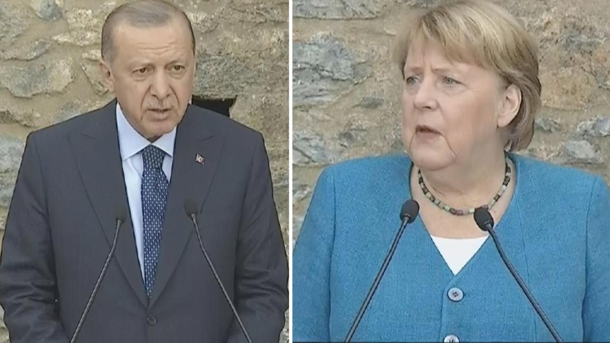 Cumhurbaşkanı Erdoğan veda ziyaretine gelen Merkel’e övgüler yağdırdı! Konuşmasını Almanca bitirdi