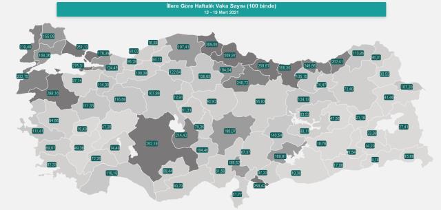 İl il koronavirüs vaka sayıları kaçtır? 20-26 Mart İl il koronavirüs risk haritası ve vaka sayıları açıklandı mı?